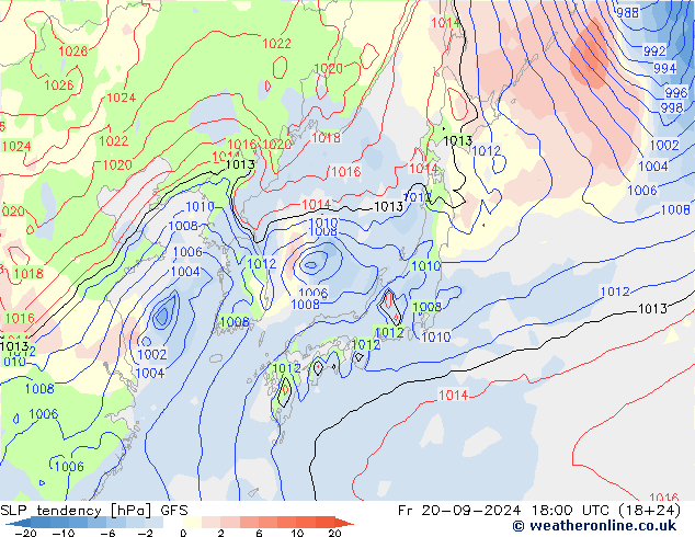 SLP tendency GFS Sex 20.09.2024 18 UTC