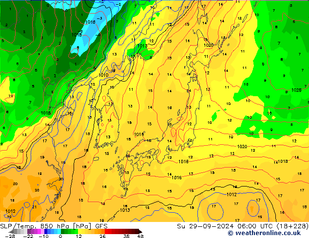 SLP/Temp. 850 hPa GFS wrzesień 2024