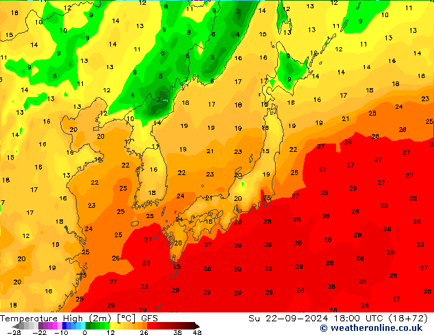 Max.  (2m) GFS  22.09.2024 18 UTC