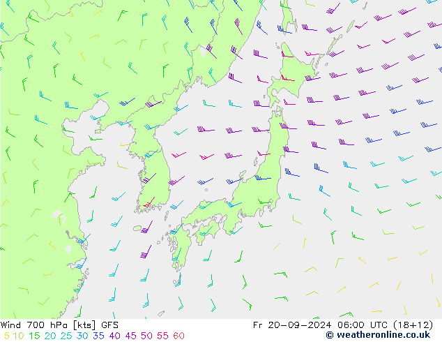 Wind 700 hPa GFS Fr 20.09.2024 06 UTC