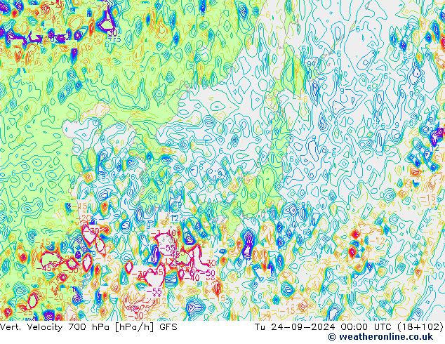 Vert. Velocity 700 hPa GFS Tu 24.09.2024 00 UTC