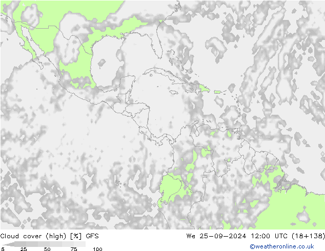 Bulutlar (yüksek) GFS Çar 25.09.2024 12 UTC