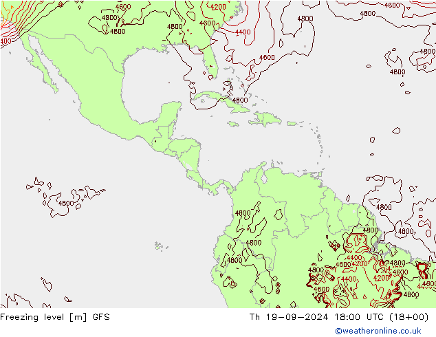 Freezing level GFS Th 19.09.2024 18 UTC