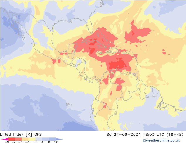 Lifted Index GFS  21.09.2024 18 UTC