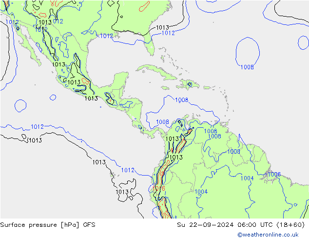 Surface pressure GFS Su 22.09.2024 06 UTC