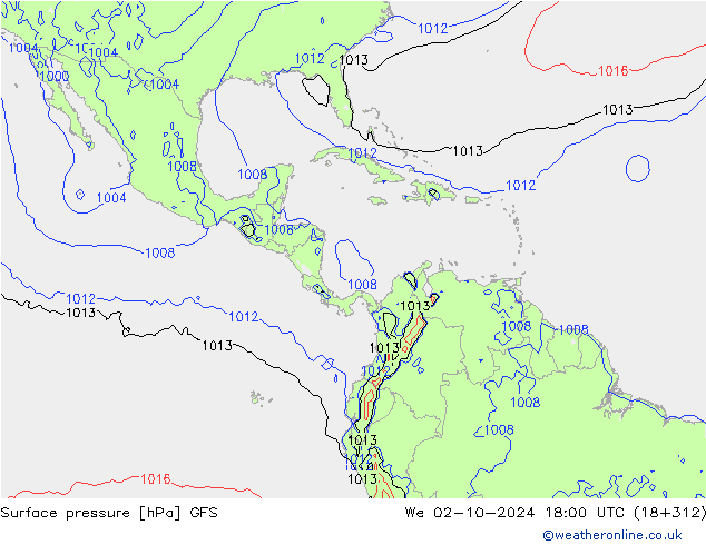 Surface pressure GFS We 02.10.2024 18 UTC