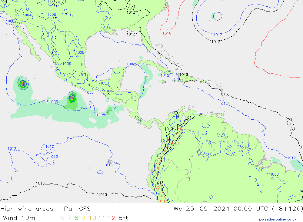 High wind areas GFS We 25.09.2024 00 UTC