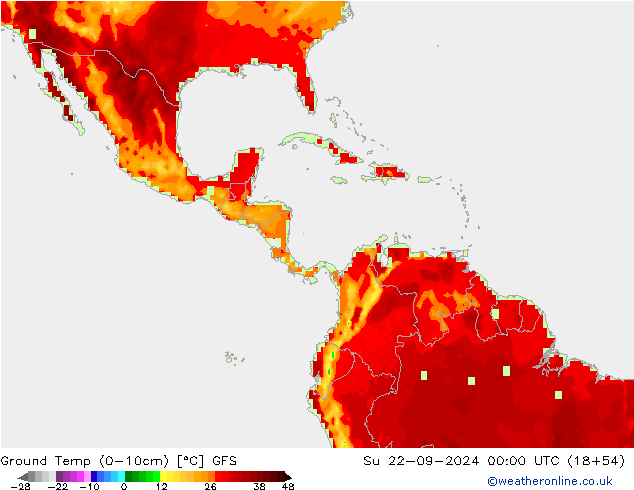 Temp. gruntu (0-10cm) GFS nie. 22.09.2024 00 UTC