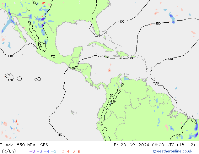 T-Adv. 850 hPa GFS Fr 20.09.2024 06 UTC