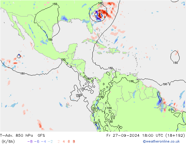 T-Adv. 850 hPa GFS Fr 27.09.2024 18 UTC