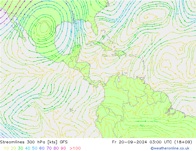 ветер 300 гПа GFS пт 20.09.2024 03 UTC