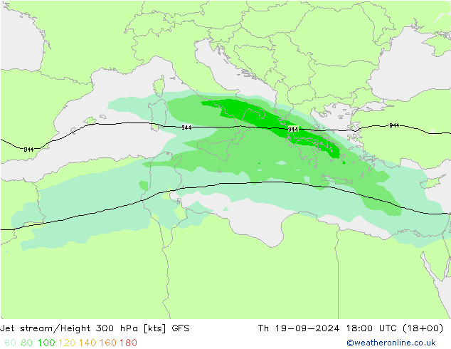 Jet stream/Height 300 hPa GFS Th 19.09.2024 18 UTC