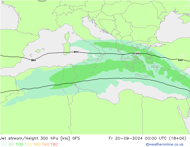 Jet stream/Height 300 hPa GFS Fr 20.09.2024 00 UTC