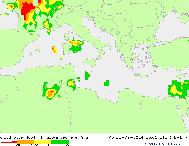 Cloud base (low) GFS lun 23.09.2024 06 UTC