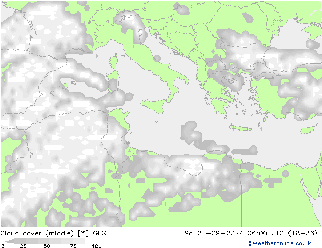 Nuages (moyen) GFS sam 21.09.2024 06 UTC