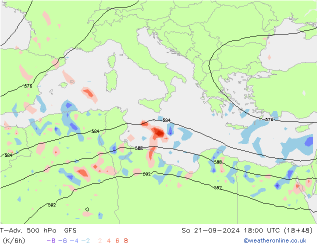 T-Adv. 500 hPa GFS So 21.09.2024 18 UTC