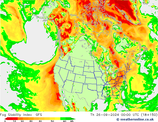 Fog Stability Index GFS  26.09.2024 00 UTC