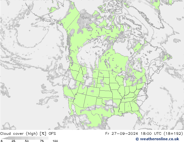 Wolken (hohe) GFS Fr 27.09.2024 18 UTC