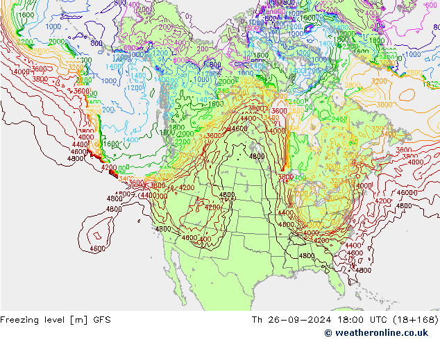 Freezing level GFS Th 26.09.2024 18 UTC