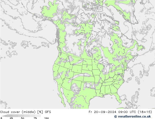 Nubi medie GFS ven 20.09.2024 09 UTC