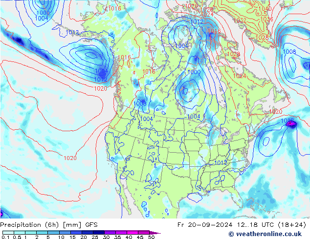 Z500/Rain (+SLP)/Z850 GFS Fr 20.09.2024 18 UTC