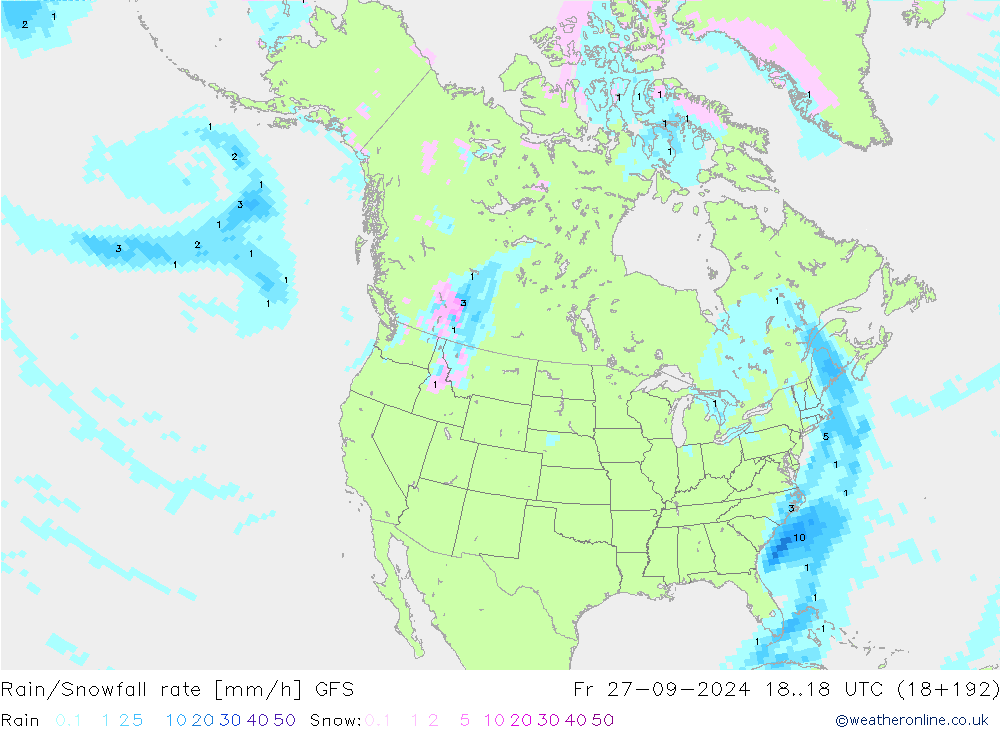 Rain/Snowfall rate GFS Sex 27.09.2024 18 UTC