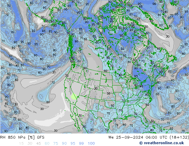 RH 850 hPa GFS We 25.09.2024 06 UTC