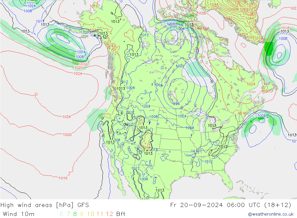 High wind areas GFS Fr 20.09.2024 06 UTC