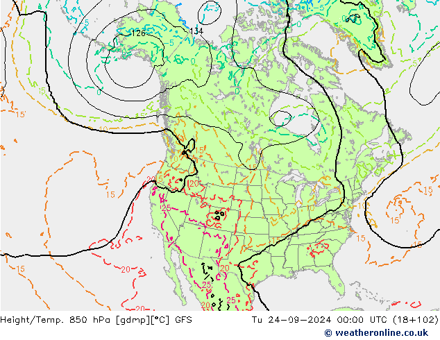 Z500/Rain (+SLP)/Z850 GFS Tu 24.09.2024 00 UTC