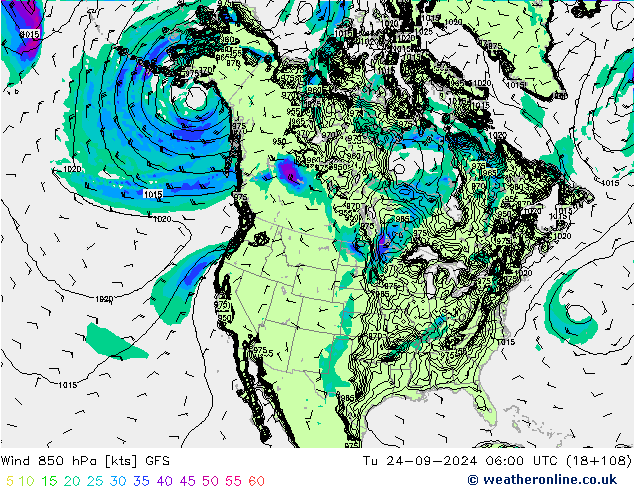 Wind 850 hPa GFS Di 24.09.2024 06 UTC