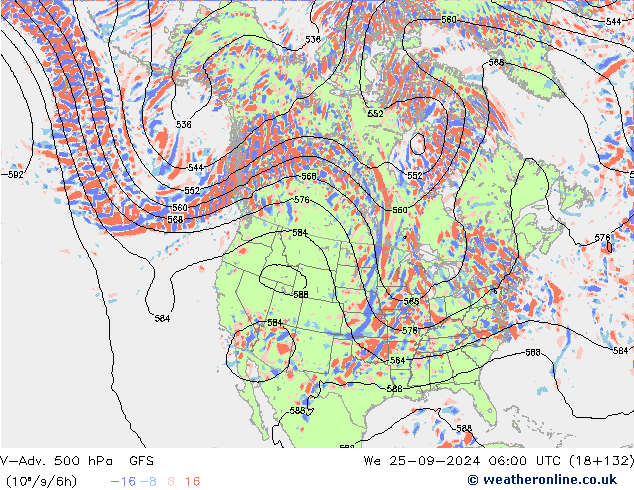 V-Adv. 500 hPa GFS mer 25.09.2024 06 UTC