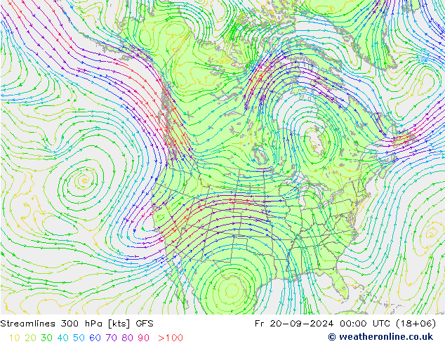 Streamlines 300 hPa GFS Fr 20.09.2024 00 UTC