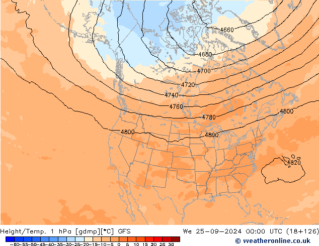 Height/Temp. 1 гПа GFS ср 25.09.2024 00 UTC