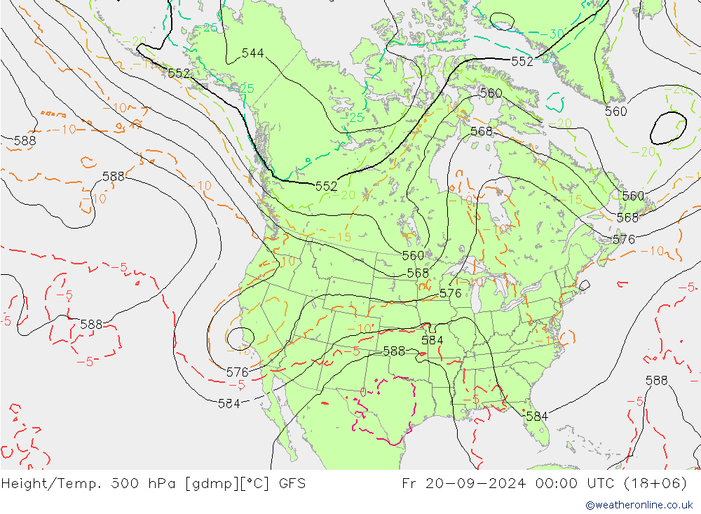 Z500/Rain (+SLP)/Z850 GFS Fr 20.09.2024 00 UTC