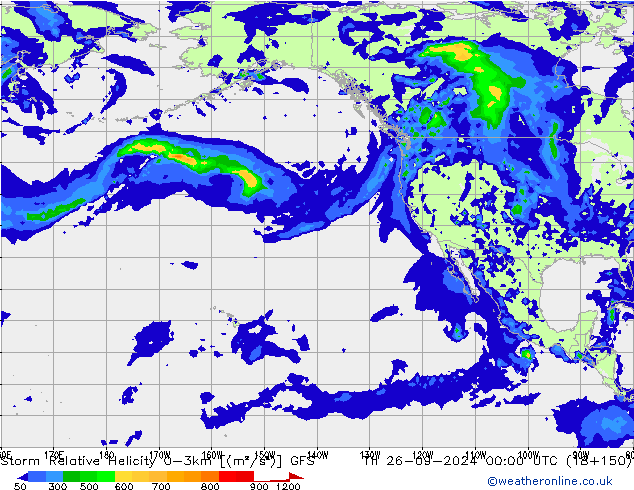 Storm Relative Helicity GFS Čt 26.09.2024 00 UTC