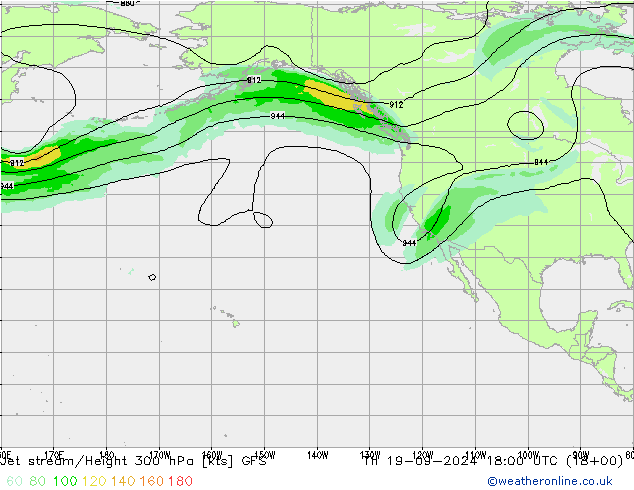 Straalstroom GFS do 19.09.2024 18 UTC