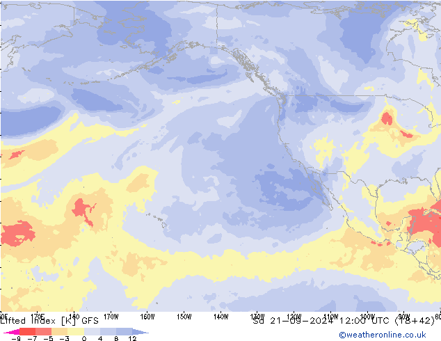 Lifted Index GFS Sa 21.09.2024 12 UTC