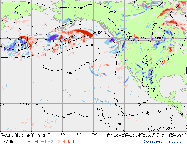 T-Adv. 850 hPa GFS Pá 20.09.2024 03 UTC