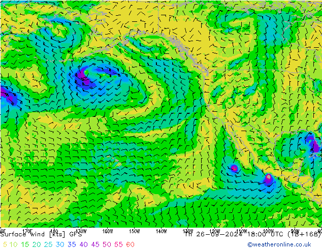 Surface wind GFS Th 26.09.2024 18 UTC