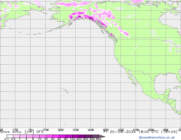 Snow accu. GFS Pá 20.09.2024 18 UTC