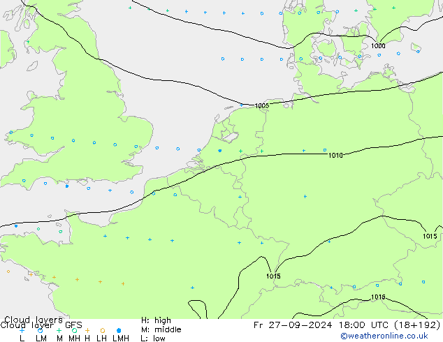 Cloud layer GFS Cu 27.09.2024 18 UTC