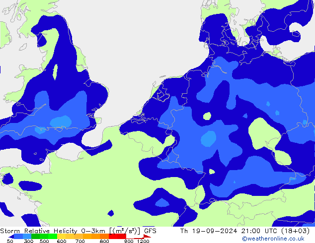 Storm Relative Helicity GFS чт 19.09.2024 21 UTC