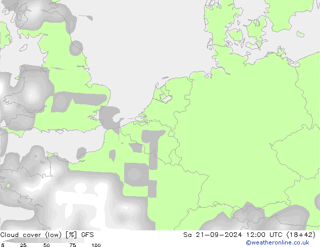 Bewolking (Laag) GFS za 21.09.2024 12 UTC