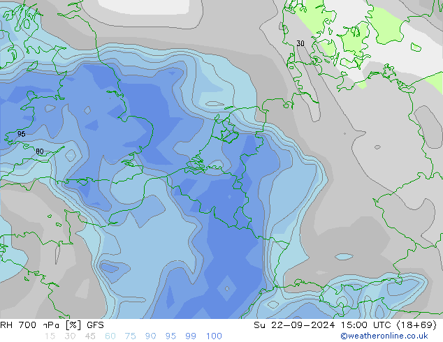 RH 700 hPa GFS Su 22.09.2024 15 UTC