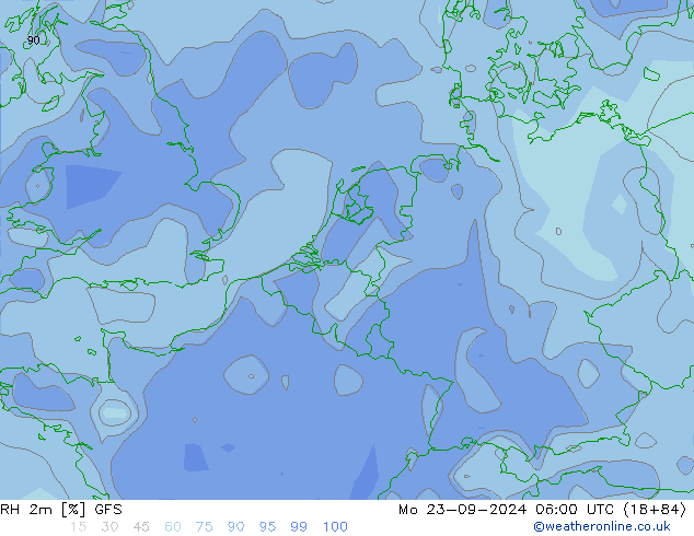 RH 2m GFS Mo 23.09.2024 06 UTC