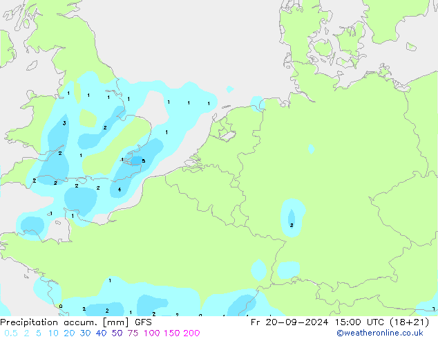 Precipitation accum. GFS ven 20.09.2024 15 UTC