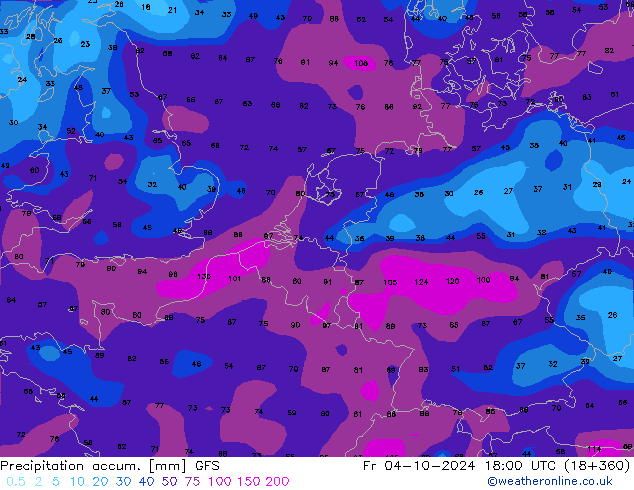 Nied. akkumuliert GFS Fr 04.10.2024 18 UTC