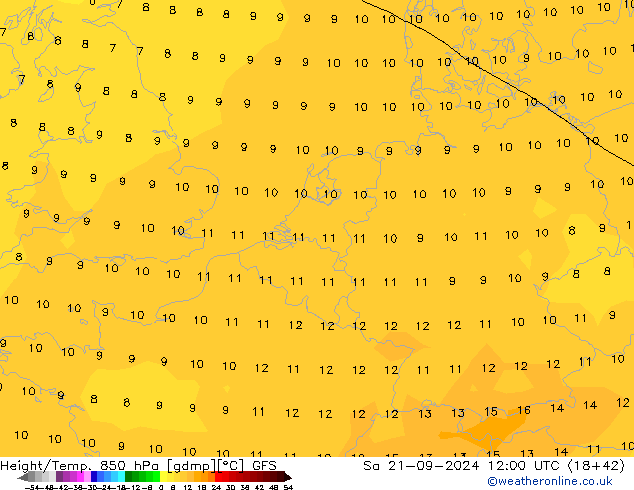 Z500/Rain (+SLP)/Z850 GFS сб 21.09.2024 12 UTC