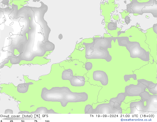 Bewolking (Totaal) GFS september 2024