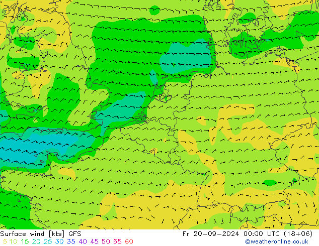 Bodenwind GFS Fr 20.09.2024 00 UTC